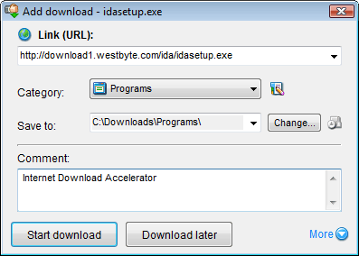 Add a download window