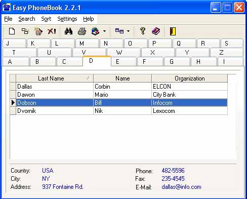 Screenshot of Easy Phonebook