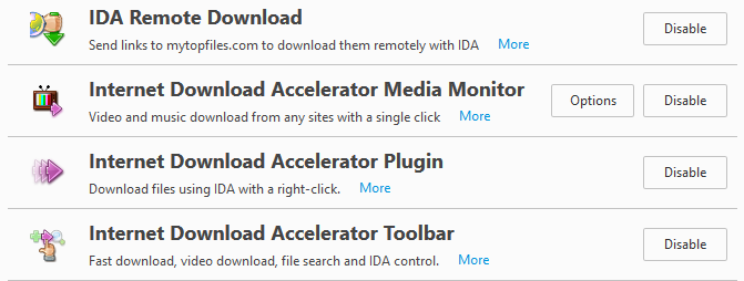 The IDA extensions for Firefox are active